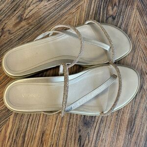 Vionic Womens Prism Padded Insole Leather Slide Sandals sz11